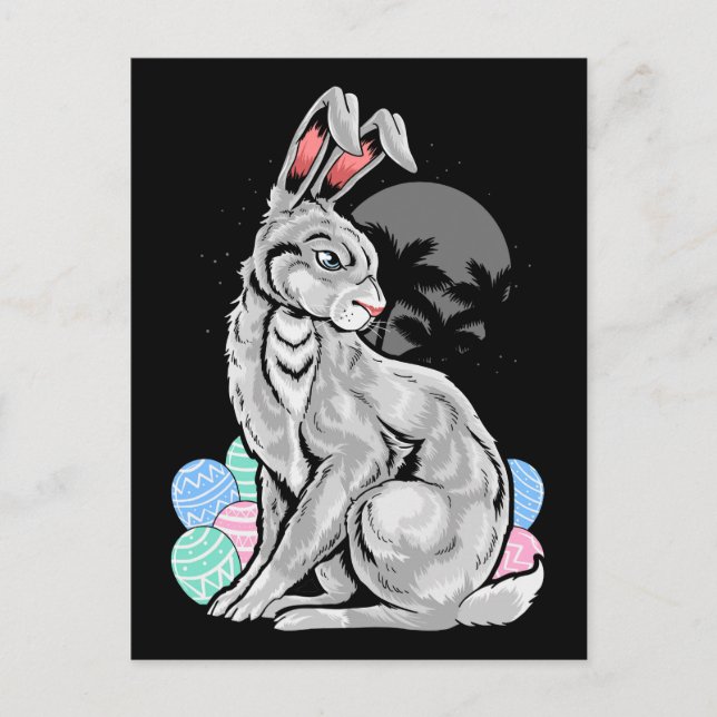 Edgy Easter Bunny Palm Trees Postcard (Front)