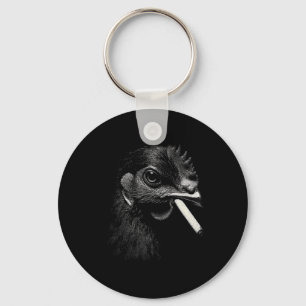 Edgy Farmyard Chicken Smoking Icon Urn Style  Key Ring