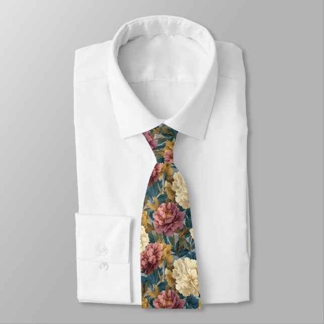 Edgy Fathers Day Gift Peonies Tie (Tied)