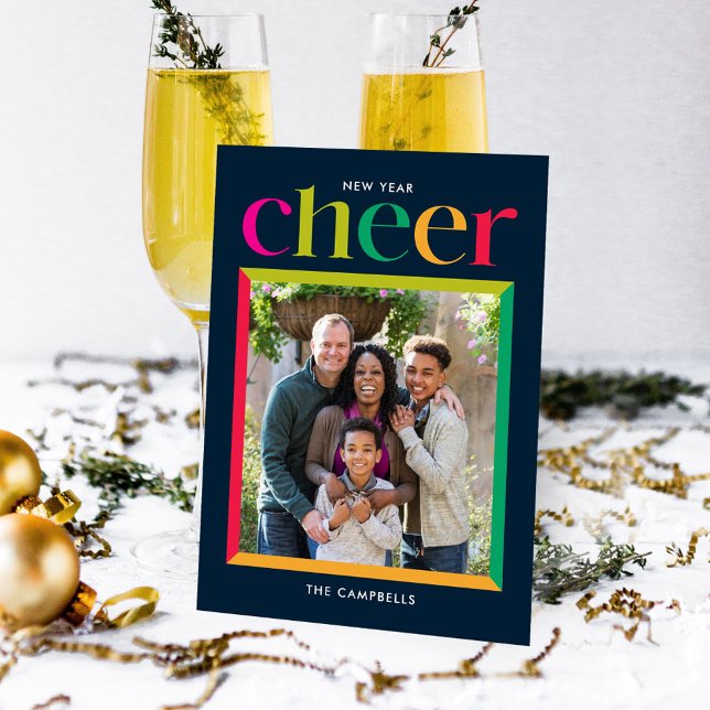 Edgy Frame Happy New Year Holiday Photo Card (Creator Uploaded)