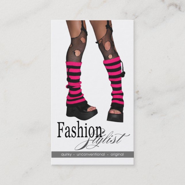 Edgy Funky Fashion Stylist Costume Design fuschia Business Card (Front)