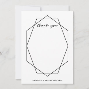 Edgy Geometric Black and White Thank You Card