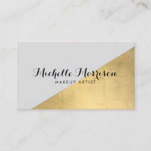 Edgy Geometric Faux Gold Foil and Grey Colour Bloc Business Card