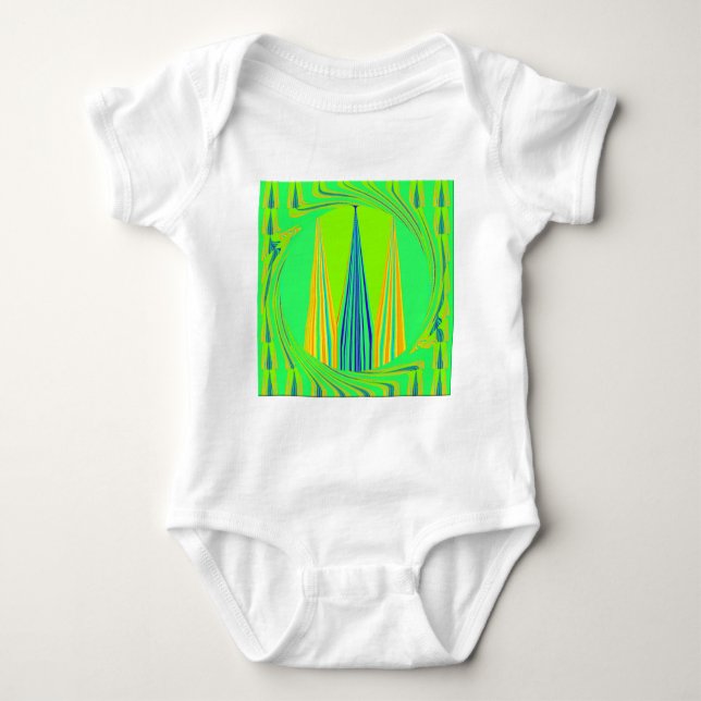 Edgy Geometrical Neon Design Baby Bodysuit (Front)