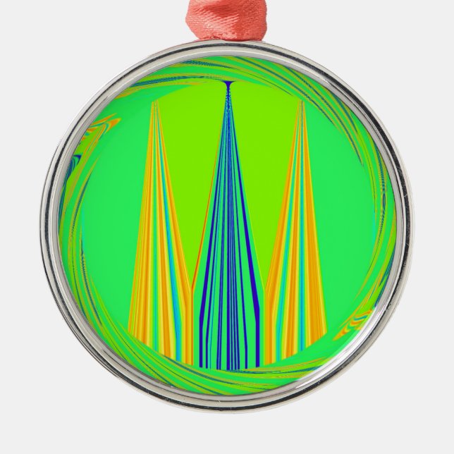 Edgy Geometrical Neon Design Metal Tree Decoration (Front)
