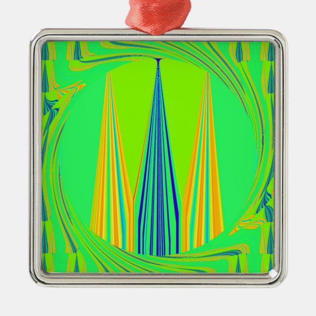 Edgy Geometrical Neon Design Metal Tree Decoration (Front)