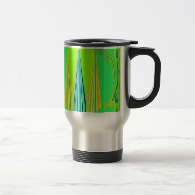 Edgy Geometrical Neon Design Travel Mug (Right)