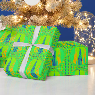 Edgy Geometrical Neon Design Wrapping Paper