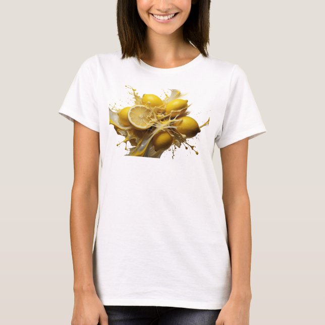 Edgy Gold Abstract Lemons Style Statement T-Shirt (Front)