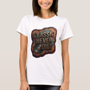 Edgy Gold CLASSIC NEVER DIES 3D Text Art T-Shirt