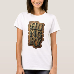 Edgy Gold HUNGRY Graphic Design T-Shirt