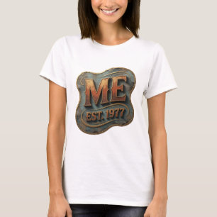 Edgy Gold ME EST 1977 3D Text Art T-Shirt
