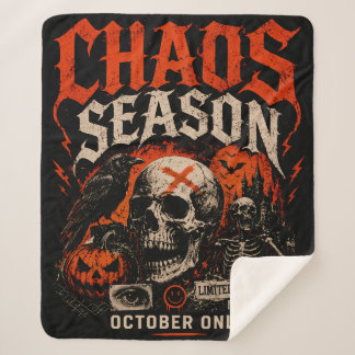 Edgy Gothic Chaos Season Skull Halloween Sherpa Blanket
