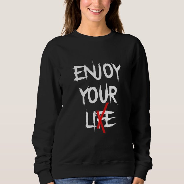 Edgy Gothic Clothing - Enjoy Your Lie Grunge Graph Sweatshirt (Front)