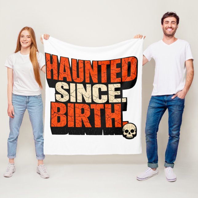 Edgy Gothic Haunted Since Birth ADHD Skull Fleece Blanket (In Situ)