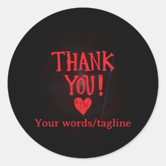 Edgy Gothic Style Thank You Small Business Packagi Classic Round Sticker