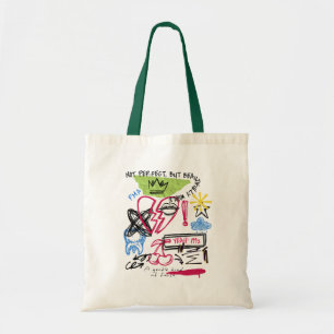 Edgy Graffiti Doodle Heart & Urban Sketch Collage Tote Bag