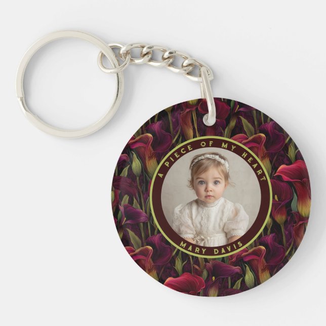 Edgy love memory Calla Lilies Floral Key Ring (Front)