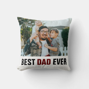 Edgy Maroon Best Dad Ever Photo Father’s Day Cushion