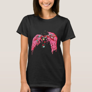 Edgy Melting Pink Hands Aesthetic Black T-Shirt