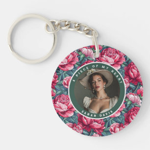 Edgy memorial keychain Floral Peonies