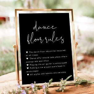 Edgy Modern Black Wedding Dance Floor Rules Sign