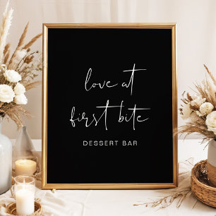 Edgy Modern Minimalist Black Wedding Dessert Bar Poster