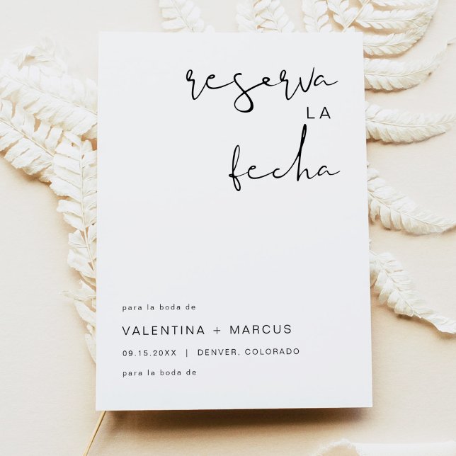 Edgy Modern Minimalist Spanish Save the Date Invitation (Creator Uploaded)