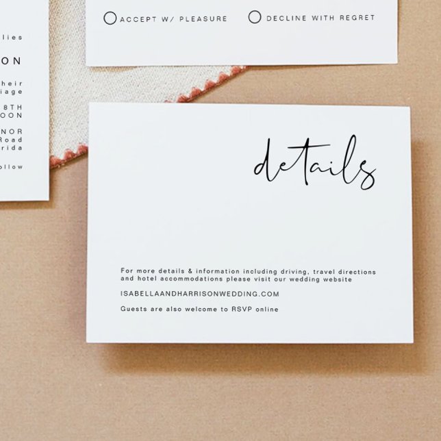 Edgy Modern Minimalist Wedding Details Enclosure Invitation (Creator Uploaded)