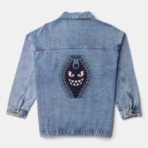 Edgy Monster Zipper Graphic Streetwear Denim  Jacket
