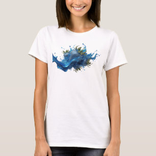 Edgy Navy Abstract Strawberries Graphic Tee