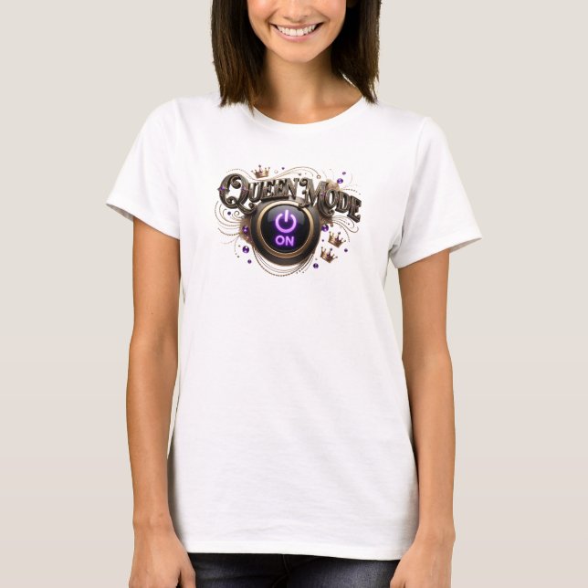 Edgy Orange QUEEN MODE Text Design T-Shirt (Front)