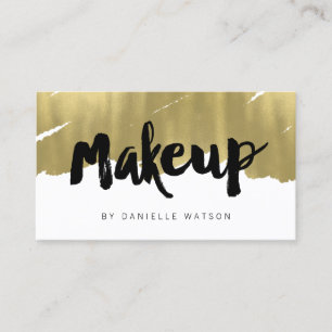 Edgy Painted Faux Gold Foil Makeup Artist Business Card