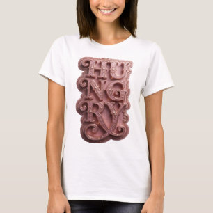 Edgy Pink HUNGRY Artistic Motif T-Shirt