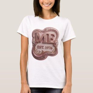 Edgy Pink ME EST 1976 Artistic Motif T-Shirt