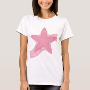 Edgy Pink PINK STAR Artistic Motif T-Shirt