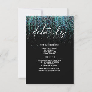 Edgy QR Teal Glitter Details Card