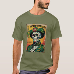 Edgy Saint Patricks Battalion Irish Skull Emblem T-Shirt