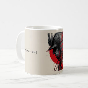 Edgy Samurai Warrior Japanese Ink Red Sun Coffee Mug