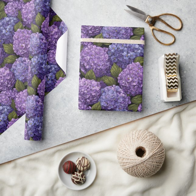 Edgy Serene Hydrangea Flower Wrapping Paper (Crafts)