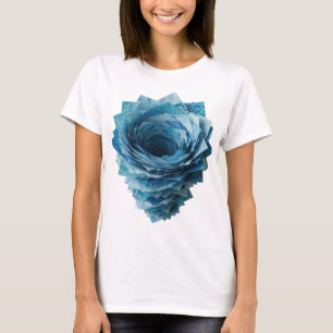 Edgy Silver BLUE FLOWERS Graphic Design T-Shirt