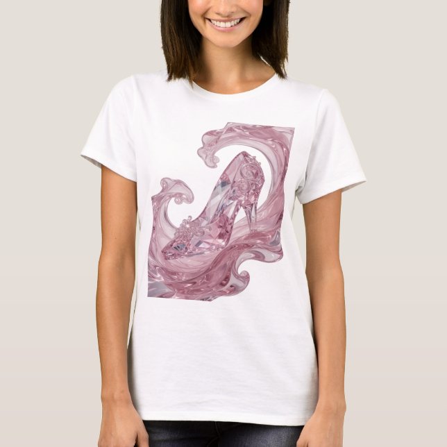 Edgy Silver GLASS SLIPPER Modern Design T-Shirt (Front)