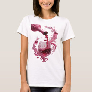 Edgy Silver PINK WINE Text Design T-Shirt