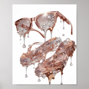 Edgy Silver ROSE GOLD GLAMOUR Custom Design Poster