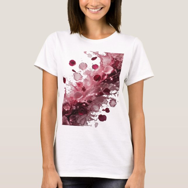 Edgy Silver ROSE PETALS IN WATER Shirt Design (Front)