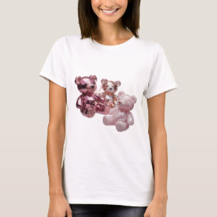 Edgy Silver SWAROVSKI TEDDY BEARS Slogan Design T-Shirt