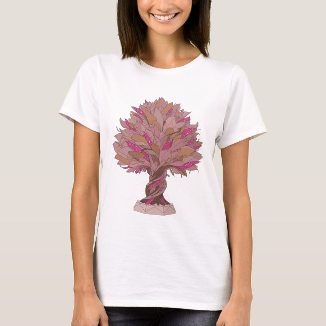 Edgy Silver TREE OF LIFE Graphic Design T-Shirt (Front)