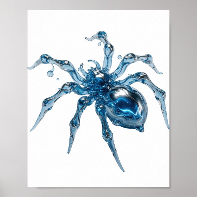 Edgy Silver WATER SPIDER Print (Front)