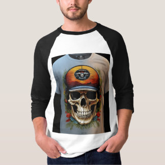 "Edgy Skull and Crossbones Embroidered Cap" T-Shirt