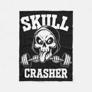 Edgy Skull Bodybuilding Barbell Tongue Workout Gym Fleece Blanket